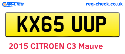 KX65UUP are the vehicle registration plates.