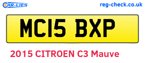 MC15BXP are the vehicle registration plates.