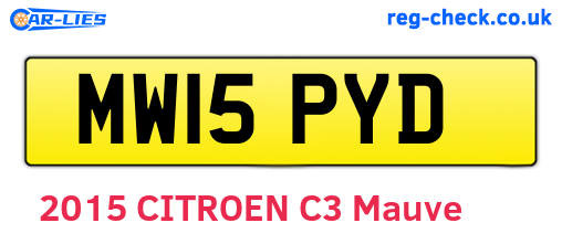 MW15PYD are the vehicle registration plates.