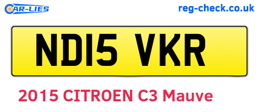 ND15VKR are the vehicle registration plates.