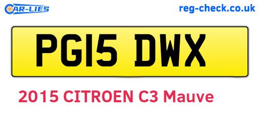 PG15DWX are the vehicle registration plates.