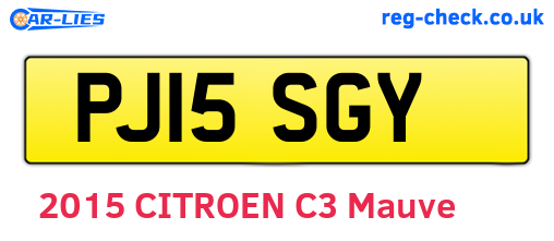 PJ15SGY are the vehicle registration plates.