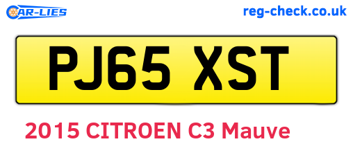 PJ65XST are the vehicle registration plates.