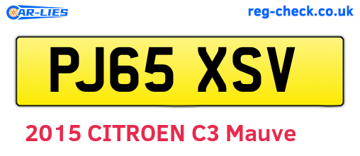 PJ65XSV are the vehicle registration plates.