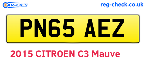 PN65AEZ are the vehicle registration plates.