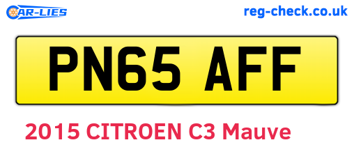 PN65AFF are the vehicle registration plates.