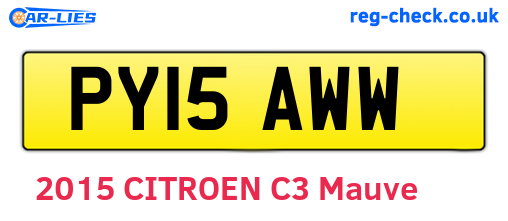 PY15AWW are the vehicle registration plates.