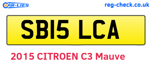 SB15LCA are the vehicle registration plates.