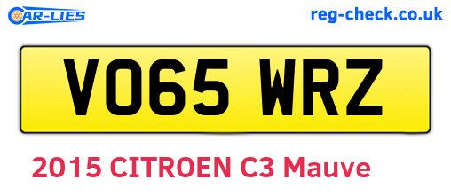 VO65WRZ are the vehicle registration plates.