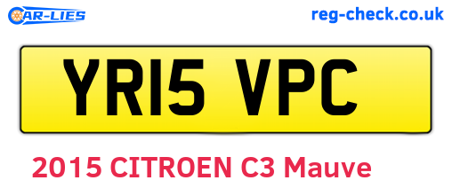 YR15VPC are the vehicle registration plates.