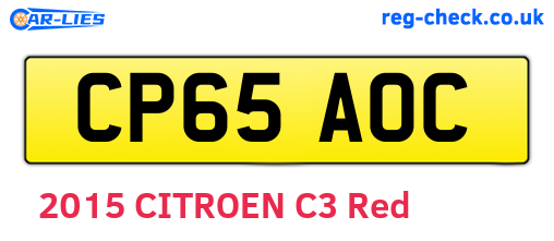 CP65AOC are the vehicle registration plates.