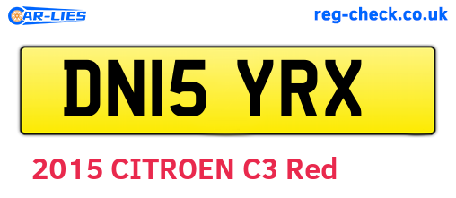 DN15YRX are the vehicle registration plates.