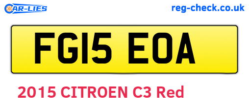 FG15EOA are the vehicle registration plates.