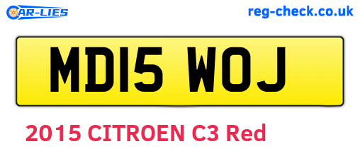 MD15WOJ are the vehicle registration plates.