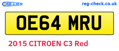 OE64MRU are the vehicle registration plates.