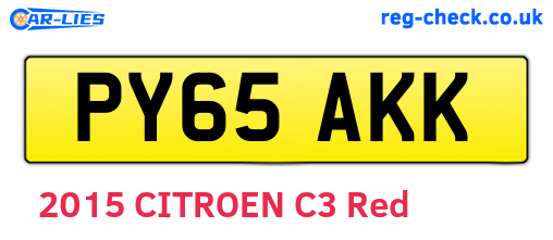 PY65AKK are the vehicle registration plates.