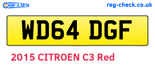 WD64DGF are the vehicle registration plates.