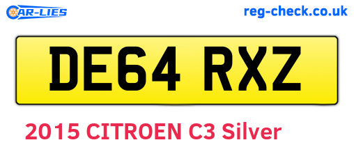 DE64RXZ are the vehicle registration plates.