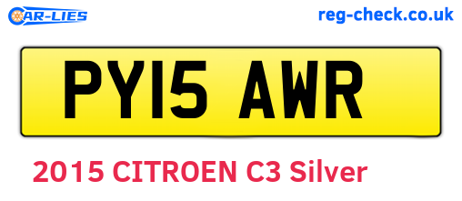 PY15AWR are the vehicle registration plates.