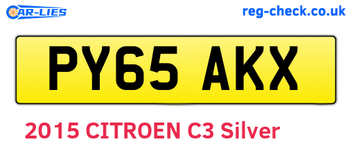 PY65AKX are the vehicle registration plates.