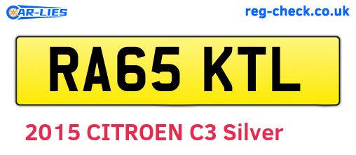 RA65KTL are the vehicle registration plates.