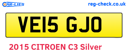 VE15GJO are the vehicle registration plates.