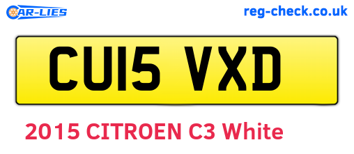 CU15VXD are the vehicle registration plates.