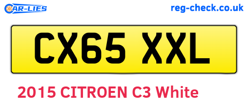 CX65XXL are the vehicle registration plates.