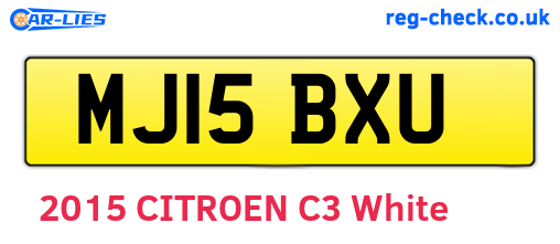 MJ15BXU are the vehicle registration plates.