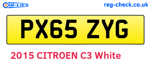 PX65ZYG are the vehicle registration plates.