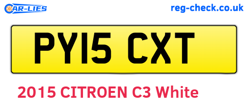 PY15CXT are the vehicle registration plates.