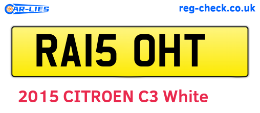 RA15OHT are the vehicle registration plates.
