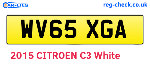 WV65XGA are the vehicle registration plates.