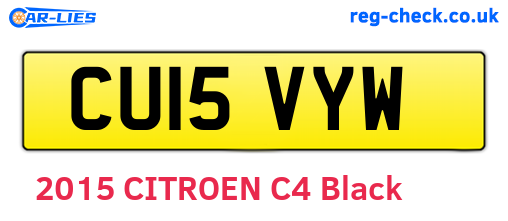CU15VYW are the vehicle registration plates.