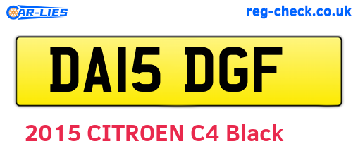 DA15DGF are the vehicle registration plates.