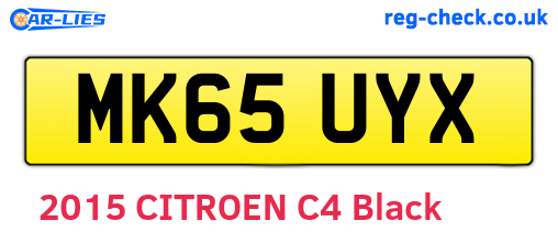 MK65UYX are the vehicle registration plates.