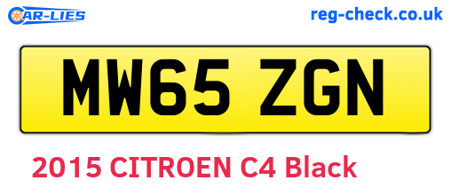 MW65ZGN are the vehicle registration plates.