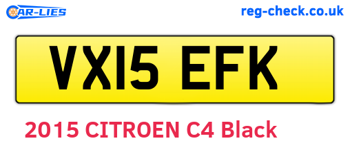 VX15EFK are the vehicle registration plates.