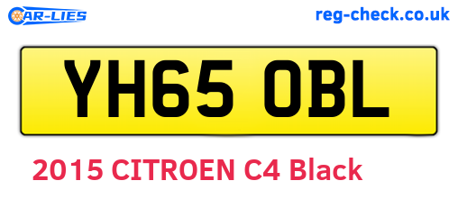 YH65OBL are the vehicle registration plates.