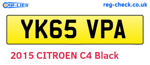 YK65VPA are the vehicle registration plates.
