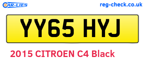 YY65HYJ are the vehicle registration plates.