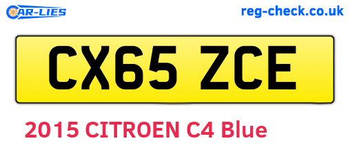 CX65ZCE are the vehicle registration plates.