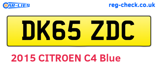DK65ZDC are the vehicle registration plates.