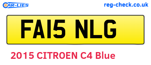 FA15NLG are the vehicle registration plates.