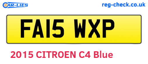FA15WXP are the vehicle registration plates.