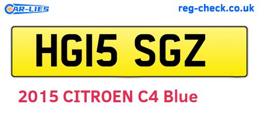 HG15SGZ are the vehicle registration plates.