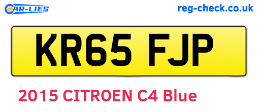 KR65FJP are the vehicle registration plates.