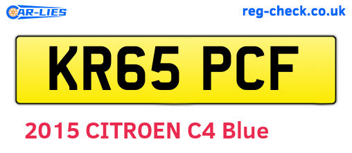 KR65PCF are the vehicle registration plates.