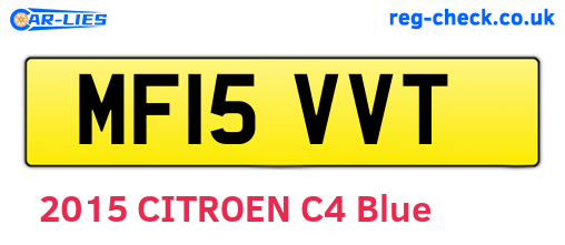 MF15VVT are the vehicle registration plates.