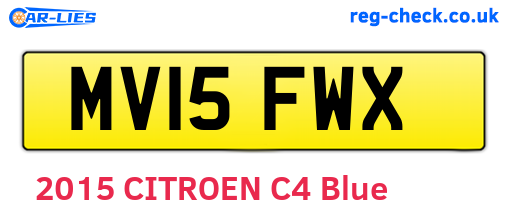 MV15FWX are the vehicle registration plates.